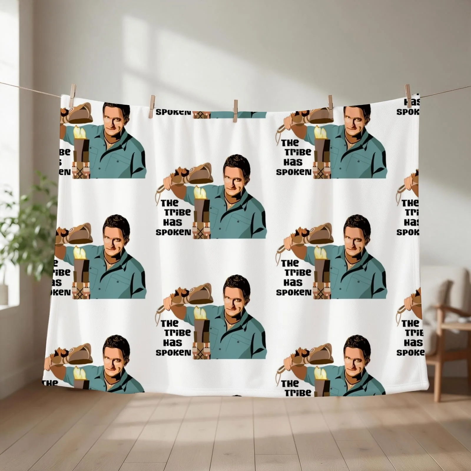 Jeff Probst: The Tribe Has Spoken Throw Blanket couch cozy soft plush fuzzy picnic outdoor blanket