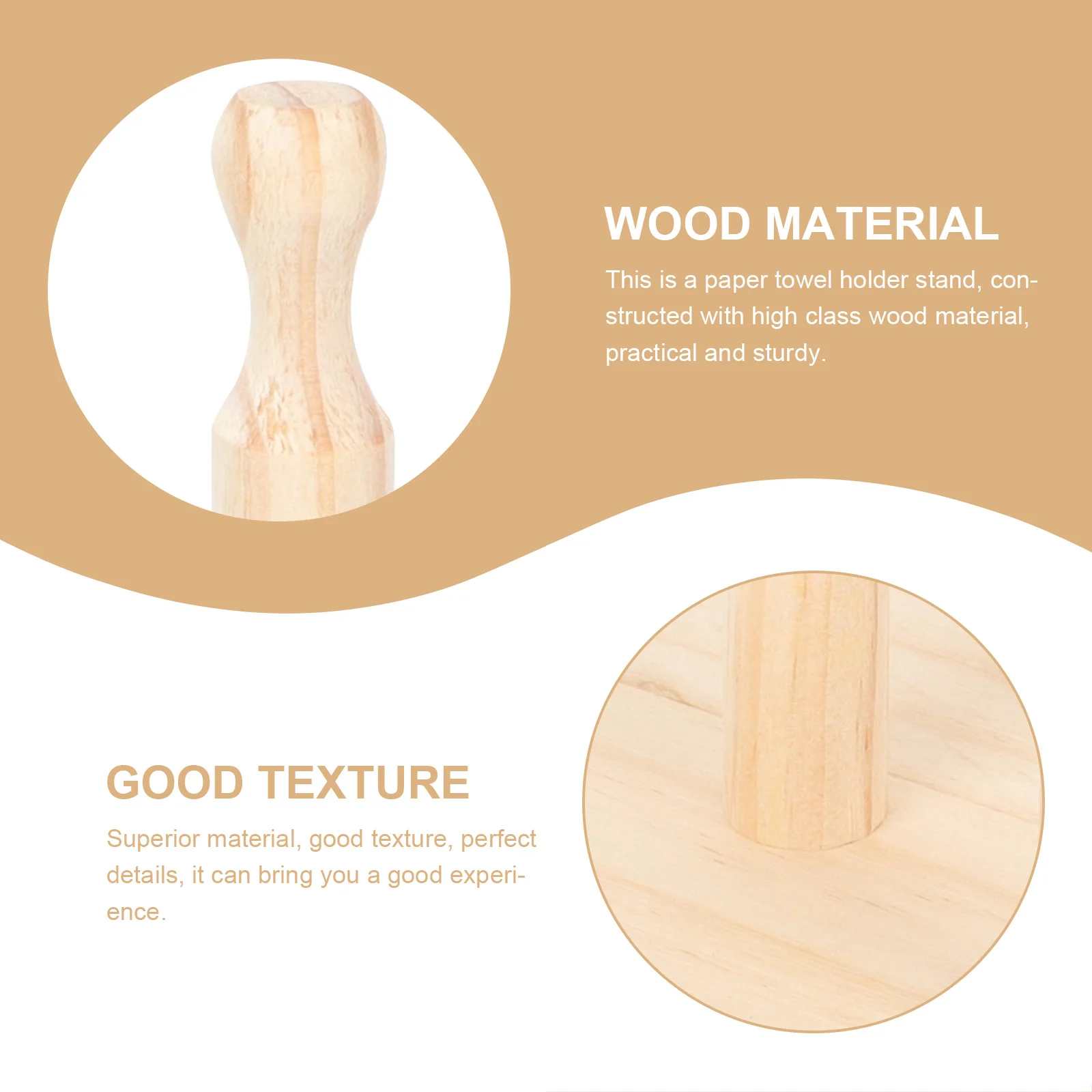 

Vertical Wood Paper Towel Stand with 2 Sticks Roll Paper Holder Organizer for Kitchen Countertop Farmhouse Bathroom Use