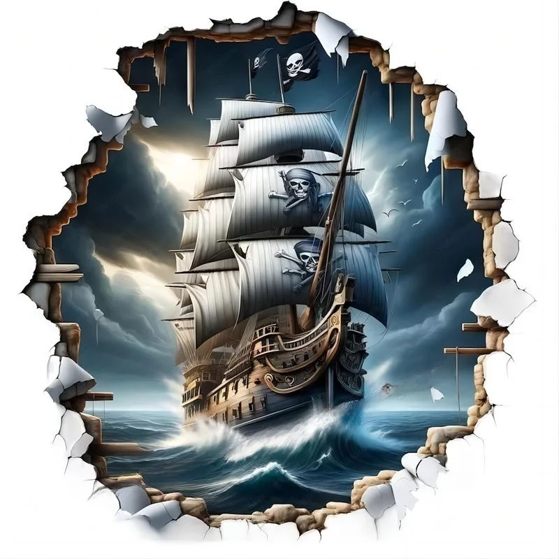 Настенная Наклейка, фон для детской комнаты, украшение для дома, Настенные обои для гостиной, забавная наклейка с парусником E46