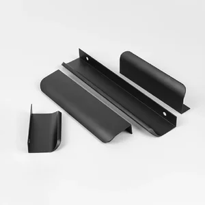 Nội thất ẩn xử lý Ouro Black Cabeat Tủ Pucch Tay cầm miễn phí cho tủ và ngăn kéo tủ quần áo kéo 7 Tay cầm cửa trắng bán hàng chính - №5