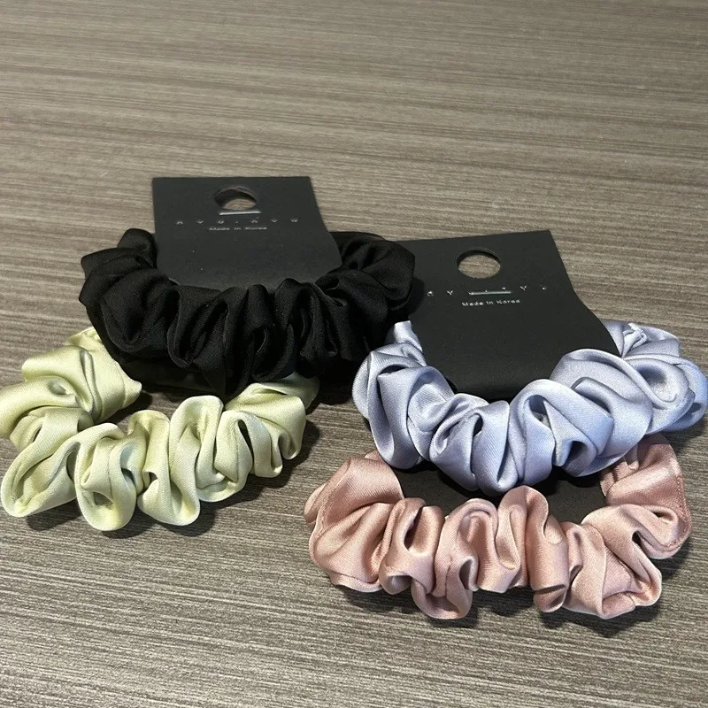 Fashion Silk Satin Small Scrunchies Elastic Hair Bands Women Girls Vintage Solid Hair Ties Ponytail Hair Rope Hair Accessories