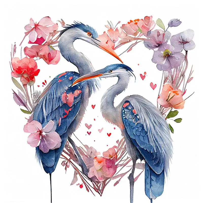 

Heron Watercolor Wall Sticker Bathroom Toilet Decor Living Room Cabinet Refrigerator Home Decoration Self Adhesive Decals M811