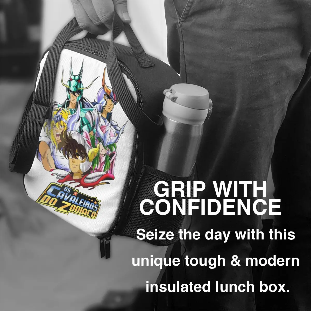 Saint Seiya Knights Of The Zodiac Lunch Box for Waterproof Cartoon Manga Thermal Cooler Food Insulated Lunch Bag Office Work