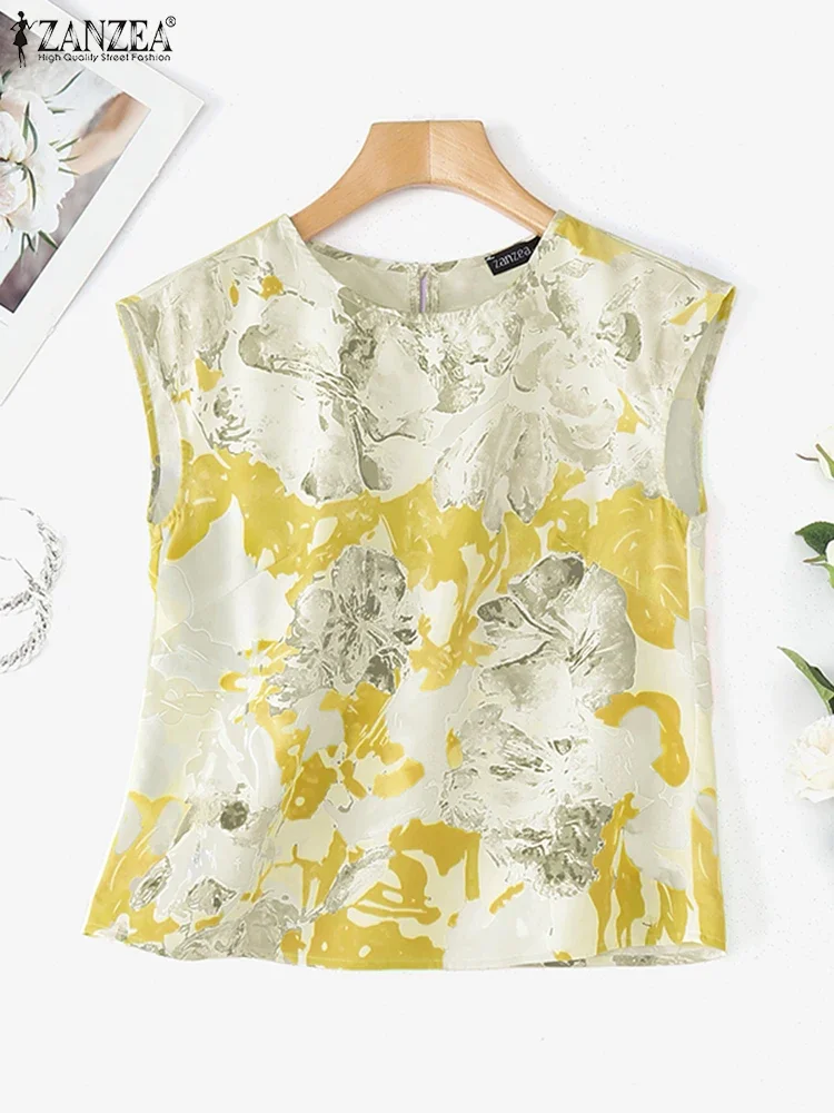 

ZANZEA 2025 Fashion Summer Tank Tops Women Sleeveless Vintage Tunic Print Bohemian Tanks Casual Loose Tees Street Holiday Shirts