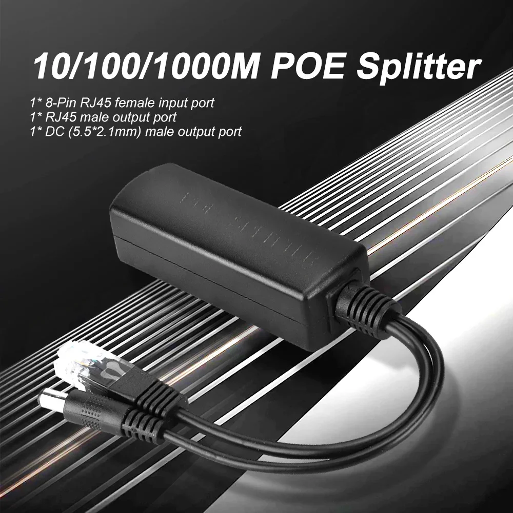 POE 분배기 10/100/1000Mbps IEEE802.3af/at 44-57V ~ 12V 2A IP 카메라 무선 AP 또는 비 POE 장치용 HUAWEI용 전원 공급 장치