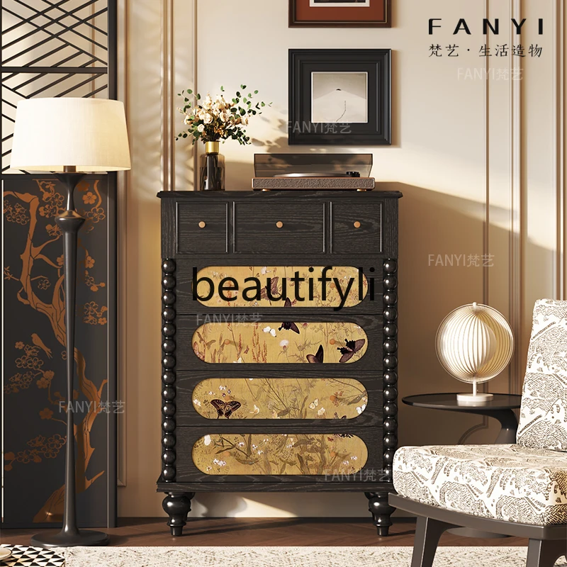 

Medieval chest of drawers, bedroom, bedside cabinet, integrated wall storage, solid wood storage cabinet