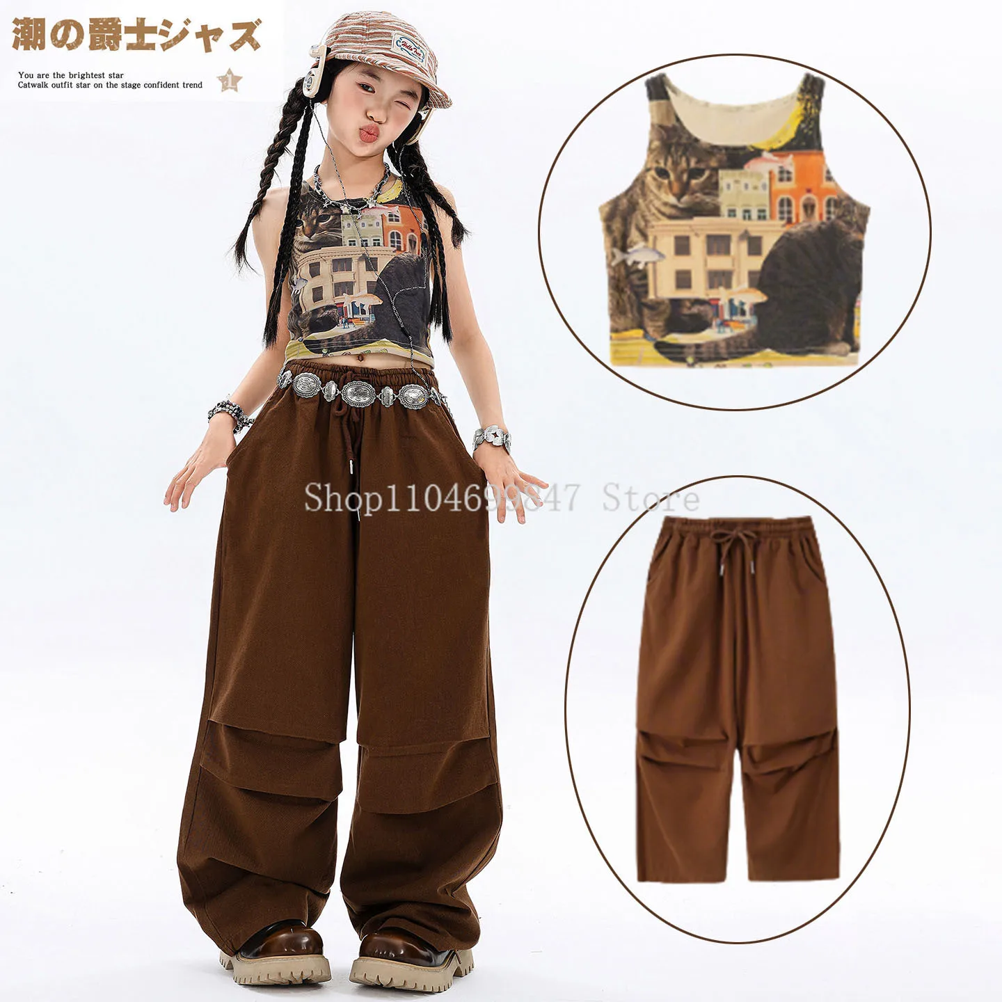 Hiphop dança de rua desempenho terno cosplay traje terno meninas jazz dança roupas palco na moda pano rock legal saia caída