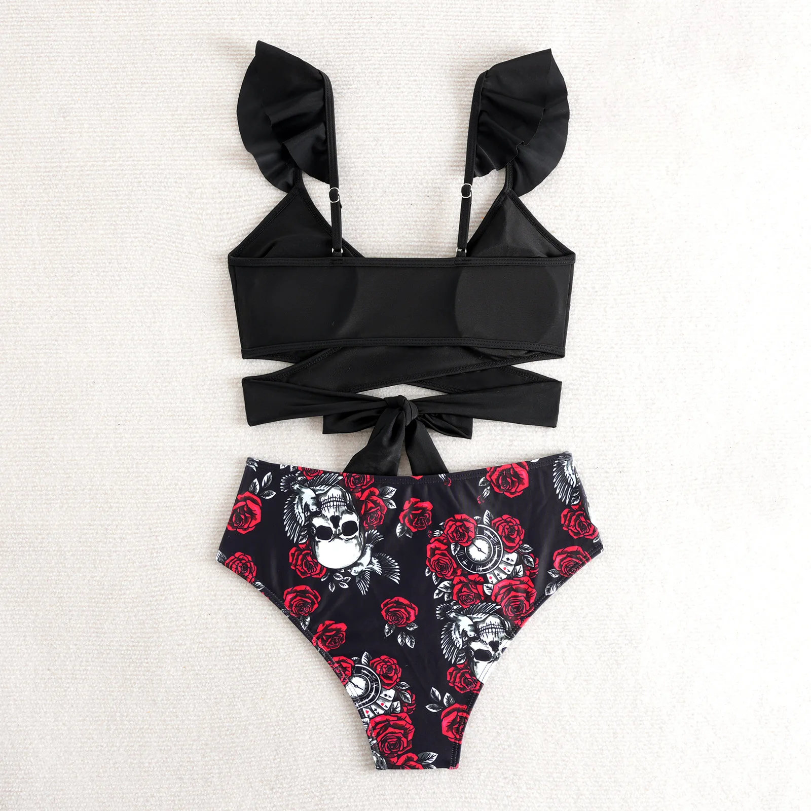 Bathing Suit Women European And American Solid Color Women's Bikini Split Ruffle Edge BIKINI - view 3