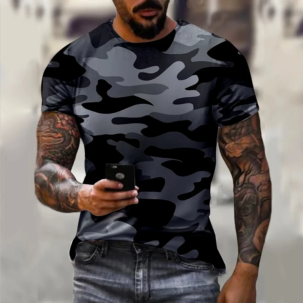 Mens T-Shirt For Men Camouflage Clothing Graphic T Shirt Summer 3D Printed Tops Tee Shirt Oversized Short Sleeve Fashion Casual
