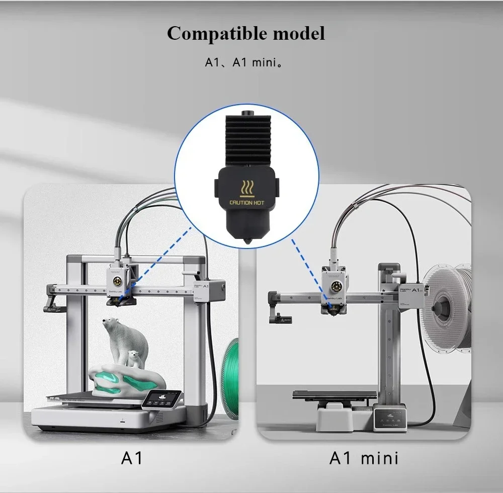 Lab A1/A1 Mini Fast Speed Hot End Assembly 0.1/0.2/0.4/0.6/0.8mm Hotend Kit for Bambu Hardened Steel Nozzle 3D Printer Part&