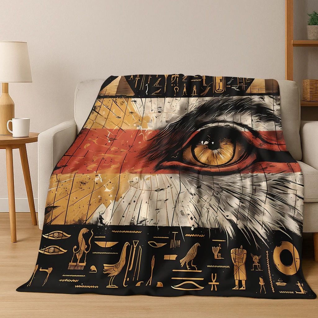 3D Ancient Egyptian Pyramids Flannel Blanket Soft Warm Blanket for Bedroom Room Living Room Office Travel Camping Picnic Gift
