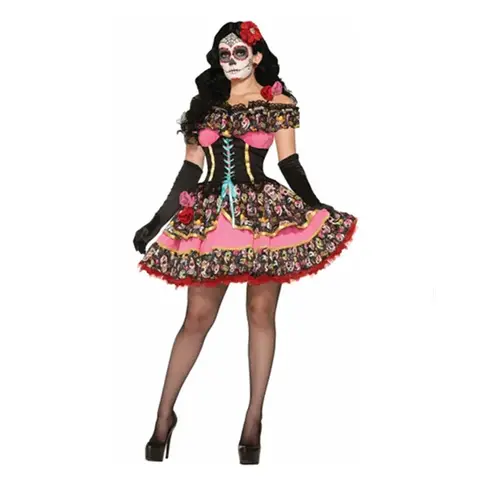 Mexican Day of The Dead Flower Fairy Ghosts Bride Costume Horror Adult Women Zombie Skull Vampire Cosplay Halloween Party