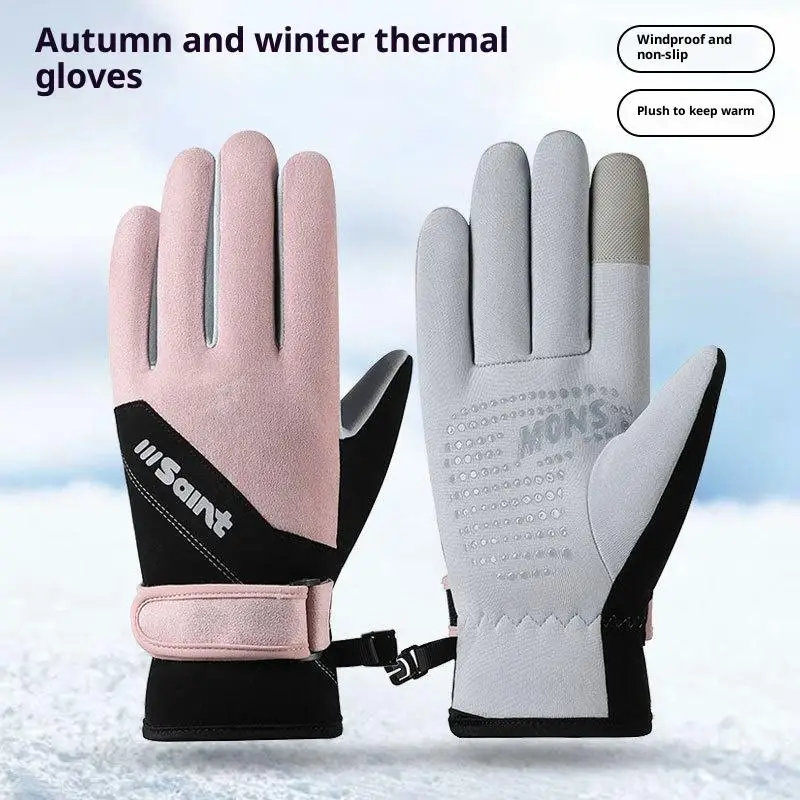 

Зимние виды спорта плюс бархатные теплые перчатки для женщин, сенсорный экран, лыжи, езда на велосипеде, морозостойкие уличные перчатки