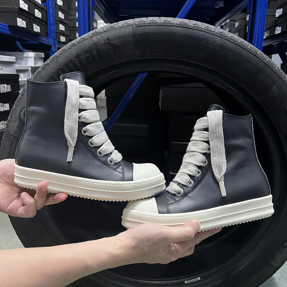 

Высокие повседневные туфли мужские Jumbo на шнуровке из натуральной кожи Ro 25ss New Dark Shadow Роскошные дизайнерские кроссовки женские ботильоны на молнии