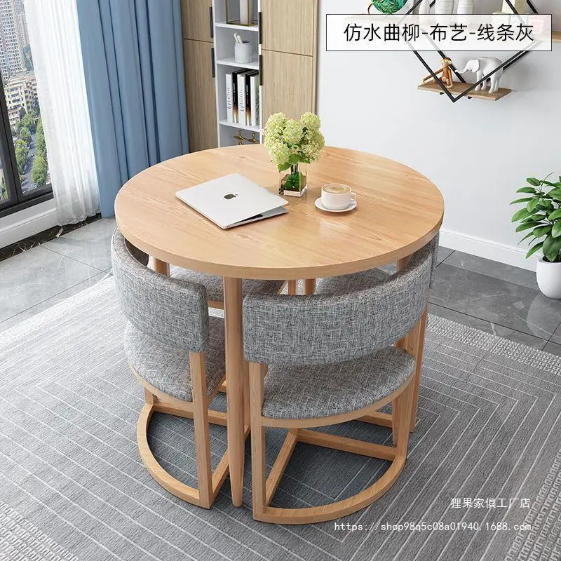 

Round Mobile Dining Tables Set Kitchen 4 Chairs Center Wood Table Extendable Luxury Floor Mesa Comedor Home Furniture GPF26XP