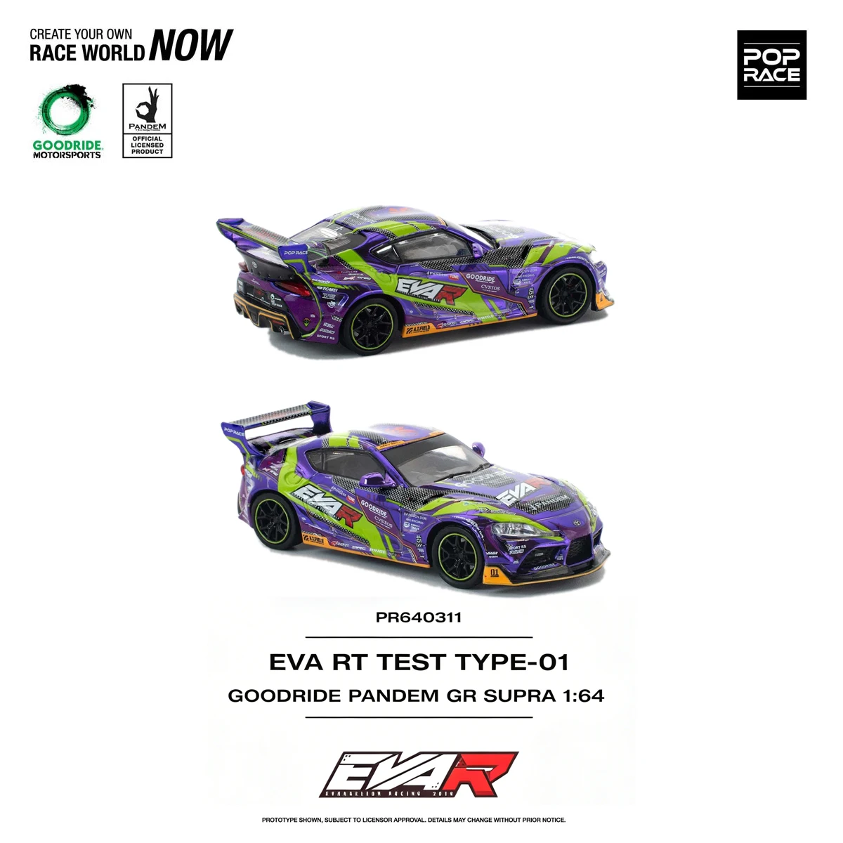 In Stock POP RACE 1:64 EVA RT Test Type-01 Goodride Pandem Toyota GR Supra Widebody JDM Diecast Collectible Model Car