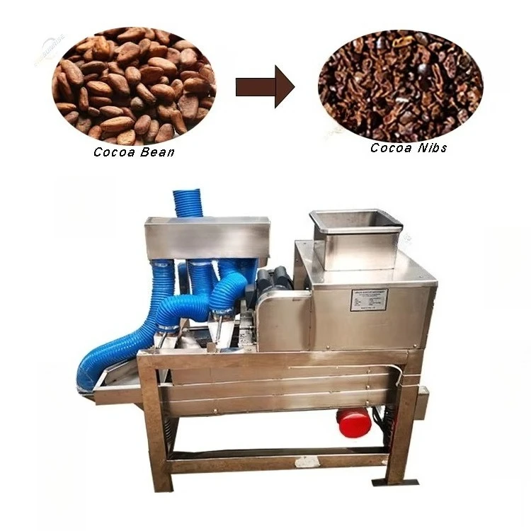 Customized Small Shell Removing Cocoa Bean Sheller Winnowing Roasted Peeling Cracking Shelling Machine High Performance