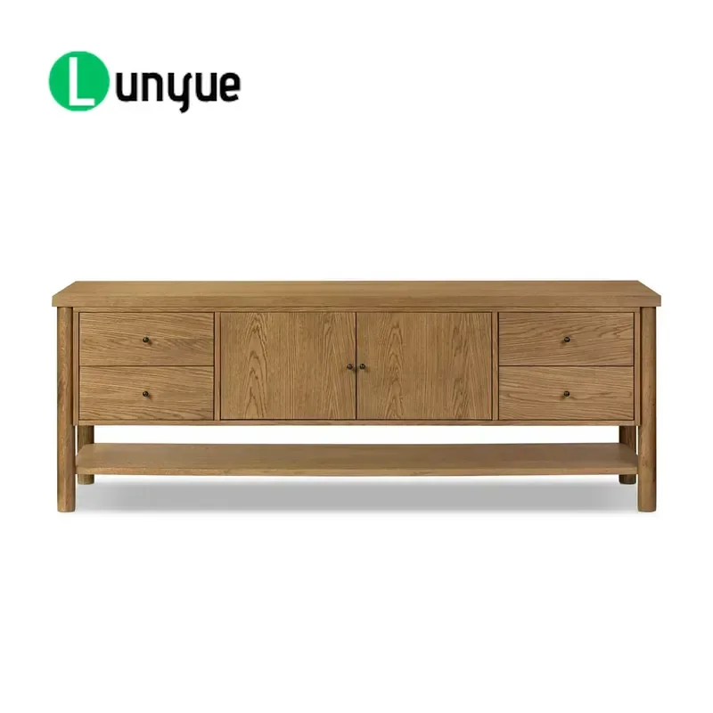 American Retro Solid Wood TV Cabinet Simple French Luxury Dining Sideboard Modern Farmhouse Storage for Living Room Entrance