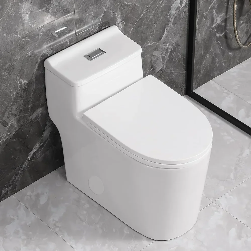 1-Piece Toilet: Dual Flush 1.1/1.6 GPF, Comfort Height, Elongated U-Bowl, Soft Close Seat, White, 12