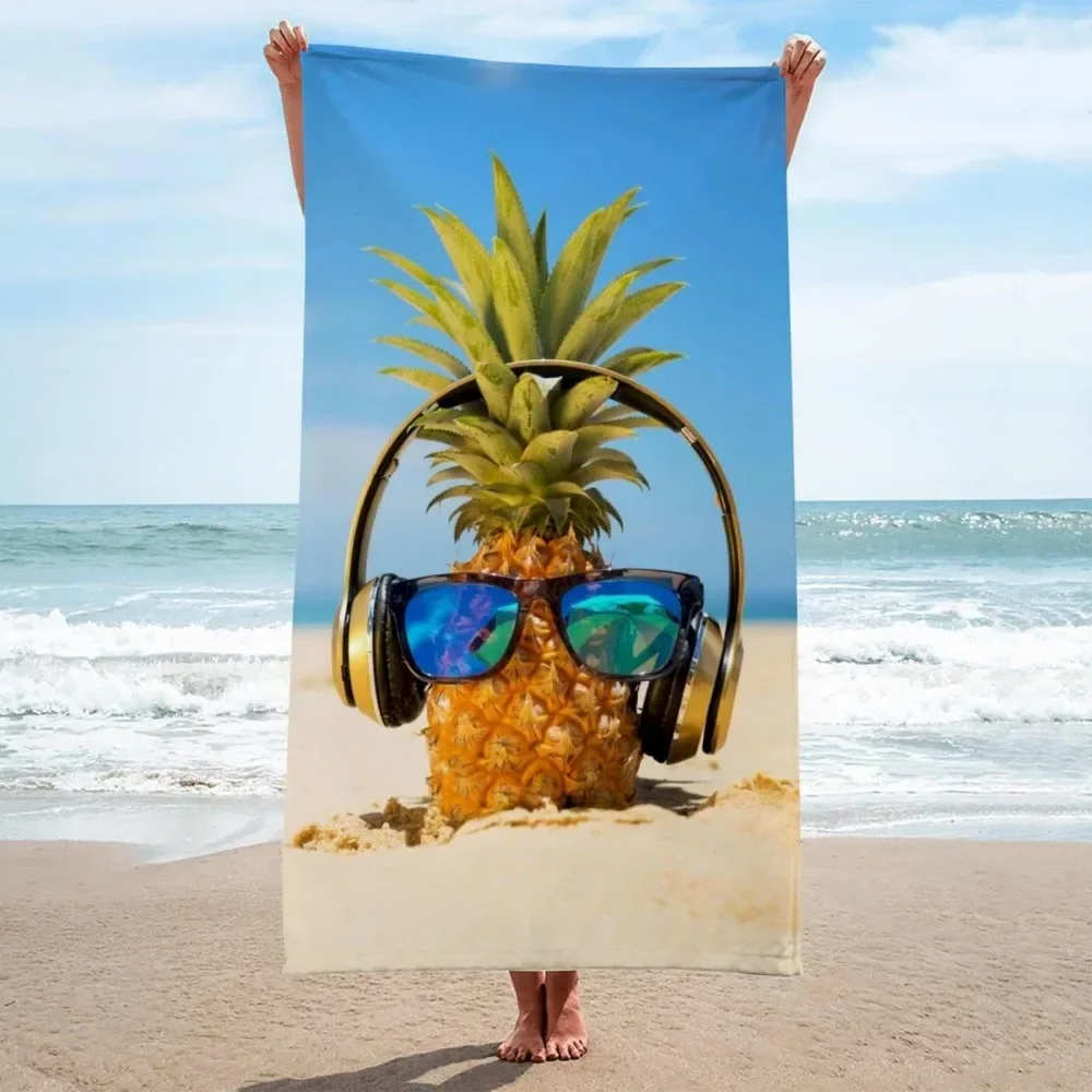 Seaside Beach Pineapple Beach Towel 3D Print Microfiber Soft Water Absorbing Breathable For Adult Kids Swimming Bath Towel