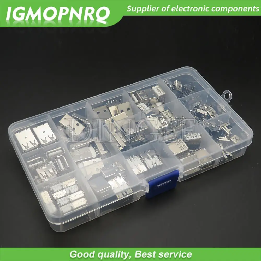 14Values 82PCS USB Type A Standard Port Female Solder Jacks Connector PCB Socket USB-A USB-B type
