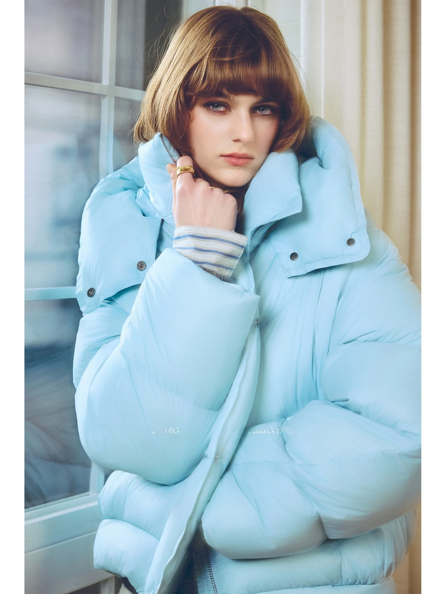 

Annaspeak Cloud Donut 90, белый гусиный пух, с высоким воротником и капюшоном, пышная куртка, женская зимняя теплая одежда, свободный крой