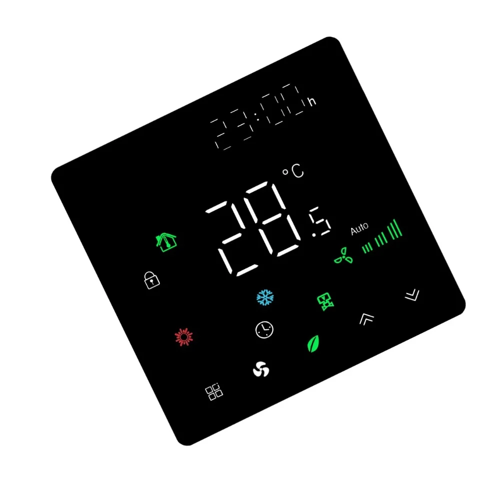 Black LED Display Central Air Conditioning Thermostat 5-35C 230V 5A Temperature Controller For Home HVAC Fan Coil Unit