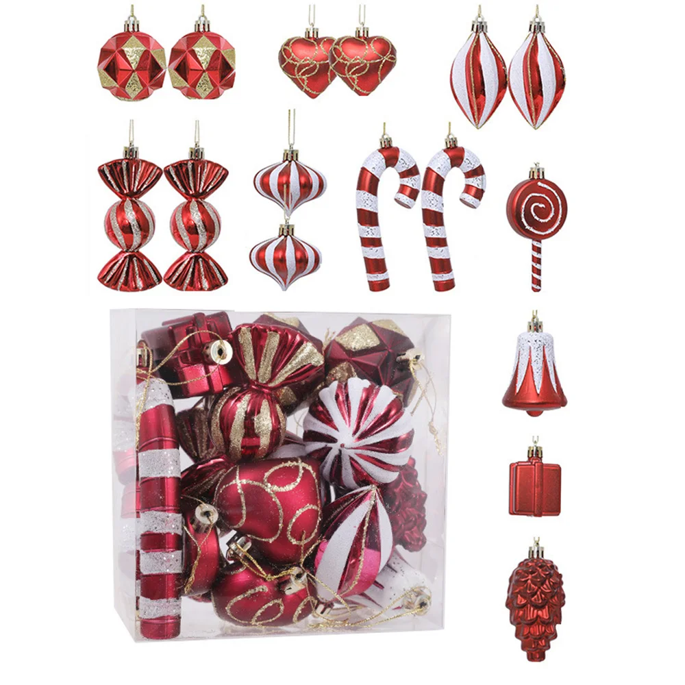 4/6/16Pcs Christmas Ball Ornaments Candy Cane Ornaments Peppermint Lollipop Hanging Ornaments Christmas Holiday Party Supplies