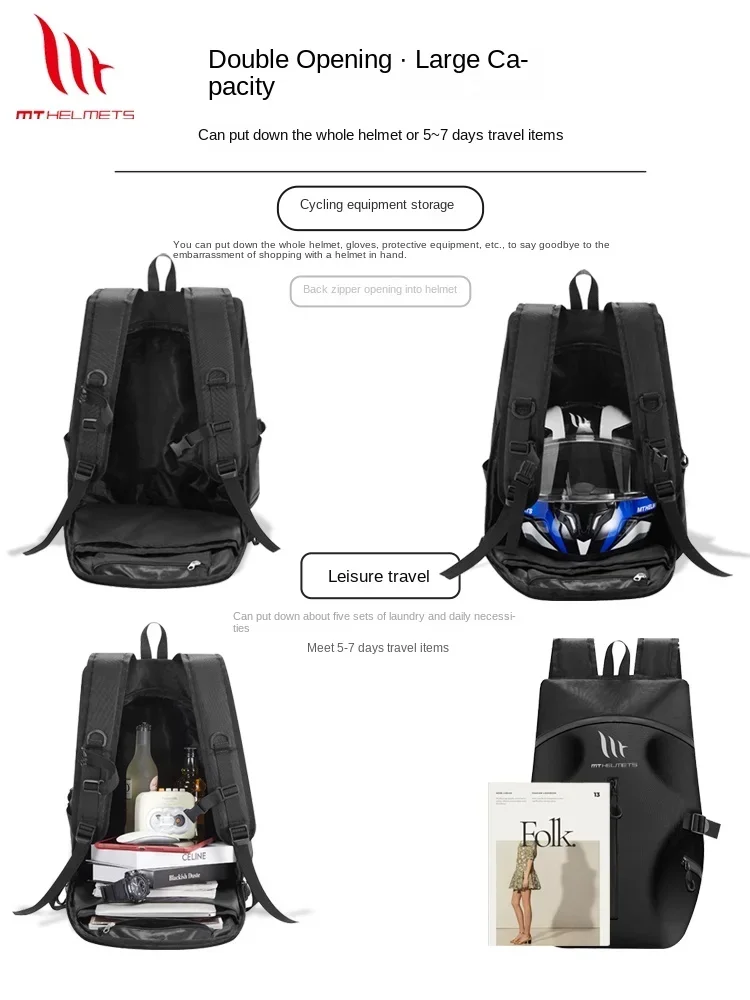 Original MT Motorcycle helmet Cycling Backpack Large Capacity Waterproof travel bag Men Double Opening Hold 99% of helmets bag