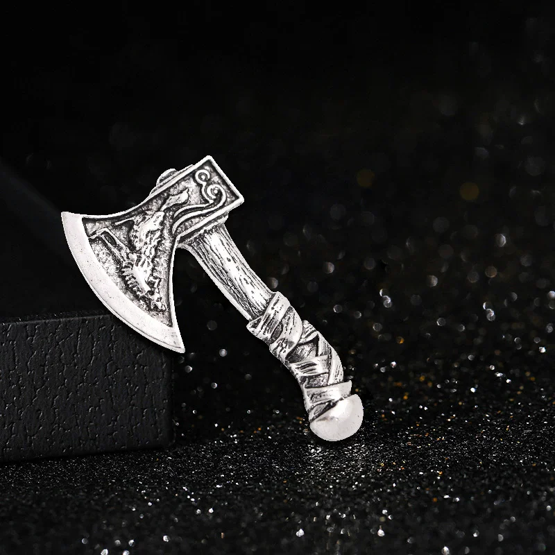 Vintage Alloy Sky Axe Brooches Men Suit AX Pin Garment Accessories Good Luck Corsage