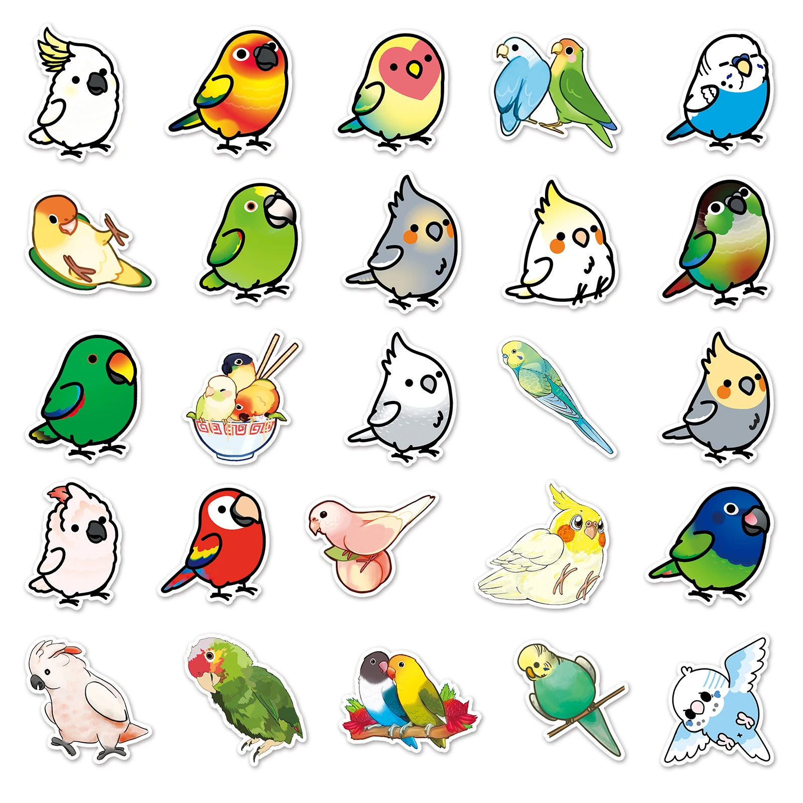 50Pcs Parrot series Cartoon Cute Waterproof Sticker Skateboarding Snowboard Retro Vinyl Sticker