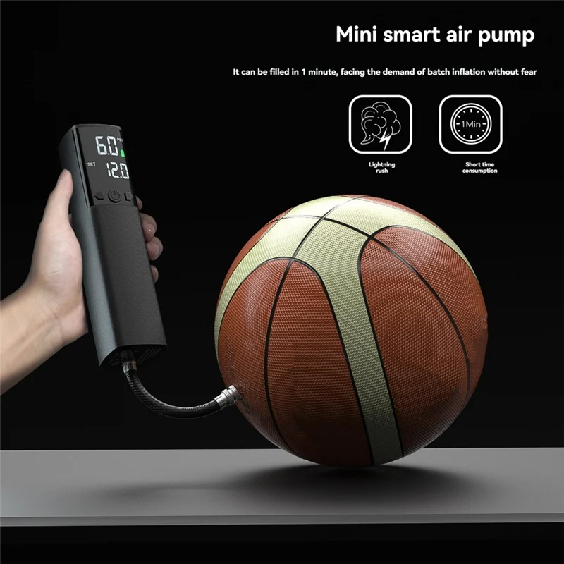 

B06C-Electric Ball Pump, Portable Ball Pump For Sports Balls Electric Basketball Pump With Pressure Gauge & LED Light