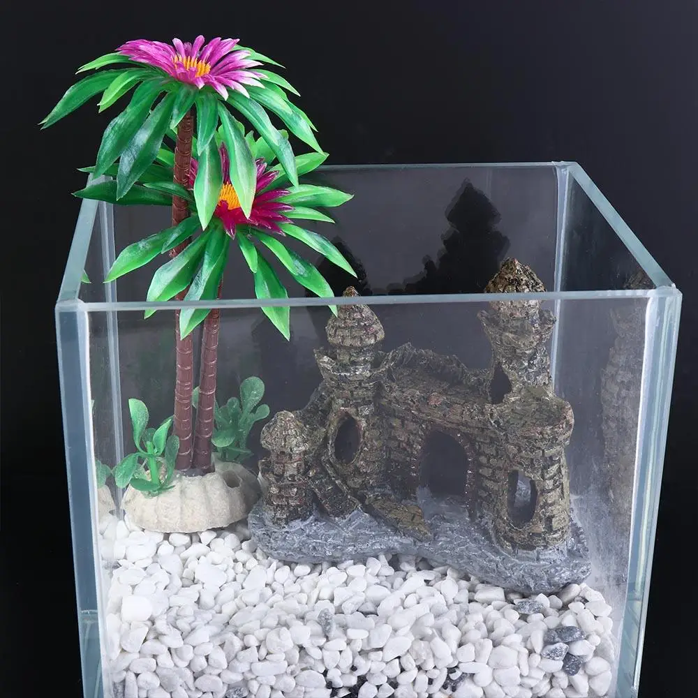 Simulação de resina casa de peixes falsos torre ornamentos de aquário castelo coral acessórios de aquário