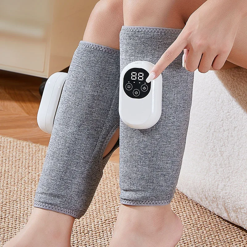 Wireless heated air compression leg massager for muscle relaxation
