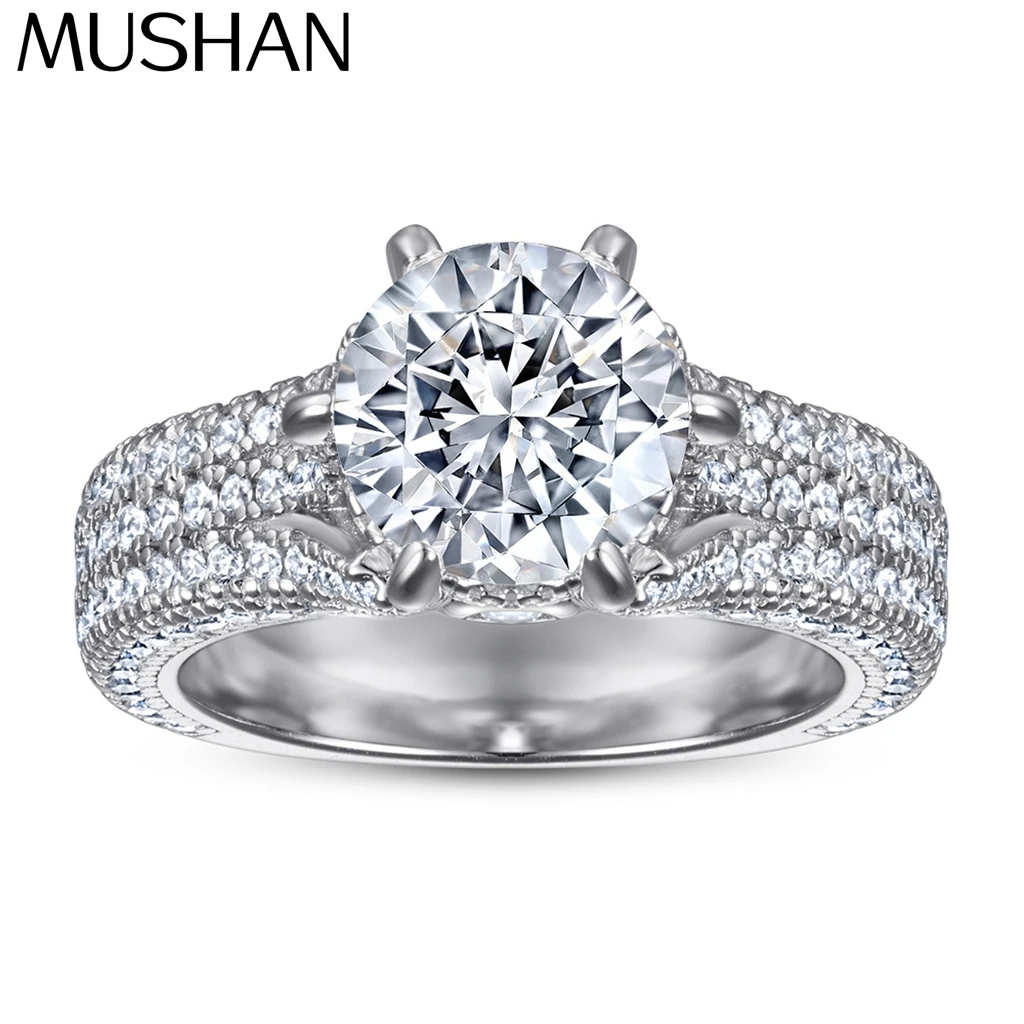 MuShan Jewelry 925 Sterling Silver Rings Bands Rings Bands Ring 7A Cubic Zirconia Birthday Engagement Anniversary  Women Gift