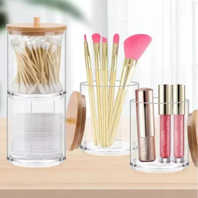 Round Acrylic Organizer with Bamboo Lid 6