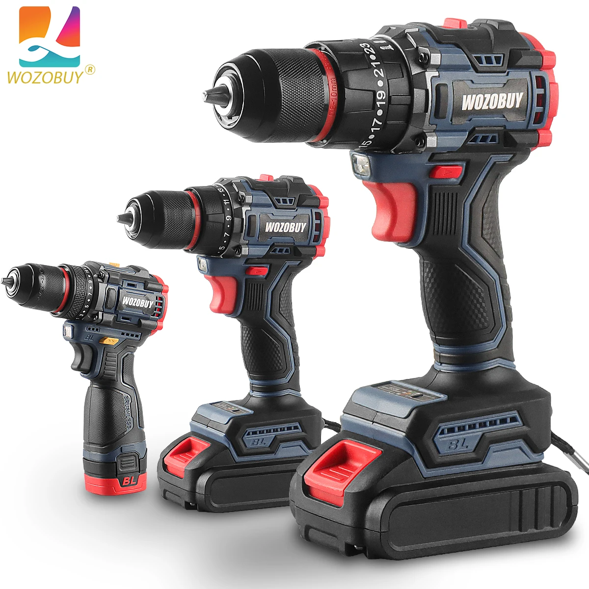 WOZOBUY 16.8/21V Cordless Drill Rechargeable
