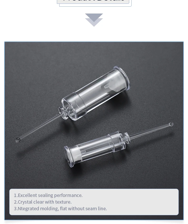 100 Stück 1-5ml Lotion-Creme Klare Spritzenflasche Push-Push-Tube Typ Essenz Airless-Pumpe Kosmetik-Verpackungsbehälter – Detail 4