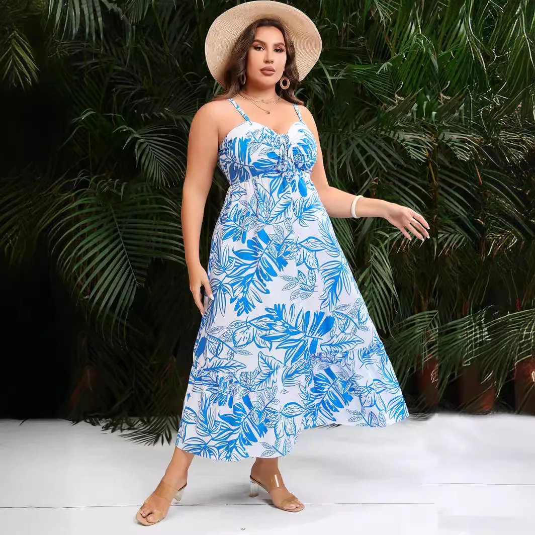 Vestido de praia sem mangas feminino, elegante e sexy, bonito, roupas de verão, festa de férias, estampa casual, barato, tamanho grande, 2024