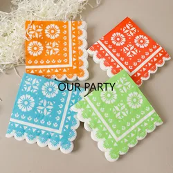 25Pcs/bag Colorful Mexican Fiesta Theme Paper Napkins Disposable Tissues Towel for Cinco De Mayo Birthday Party Decoration