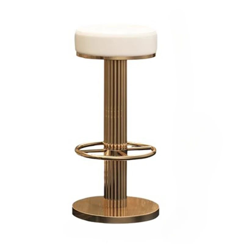 Luxury Minimalist Bar Stool European Modern Counter High Back Bar Stool Swivel Metal Sgabello Cucina Alto Restaurant Furniture