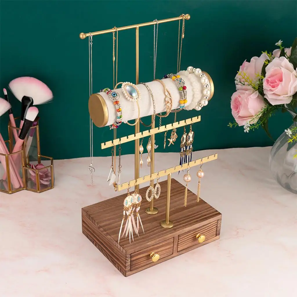 Jewelry Holder 3-layer Metal Earring Display Stand Free Standing Supplies