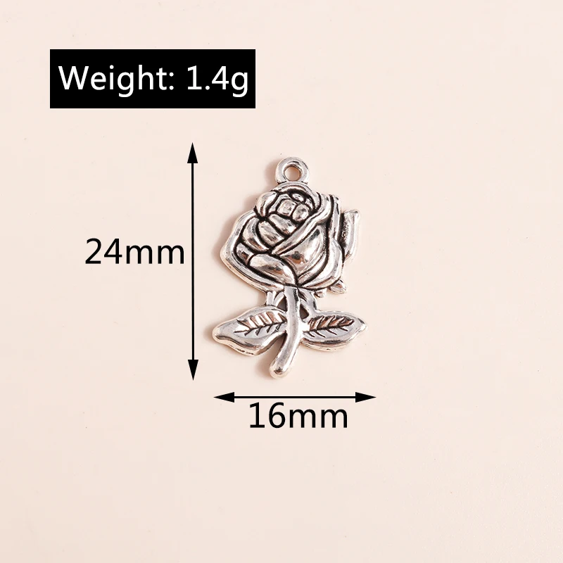 20 Stück 16x24mm Niedliche Blumen-Anhänger aus Legierung zum Basteln von Ohrhängern, Halsketten, Armbändern, DIY-Handwerk und Schmuckzubehör – Detail 1