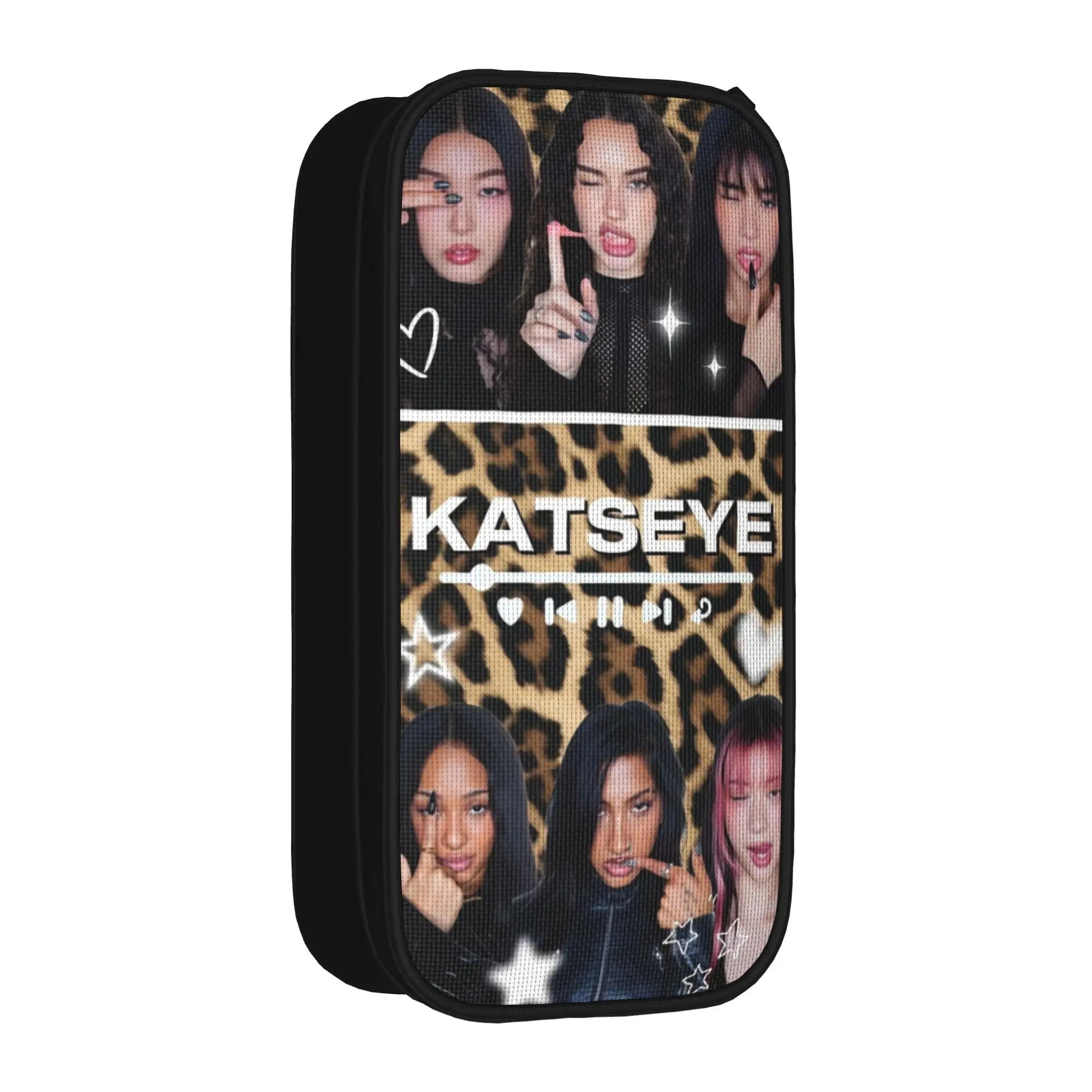 Katseyes Kpop Girls Pencil Case  College Pencil Pouch Girls Boys Double Layer Kawaii School Pencil Cases Design Stationery
