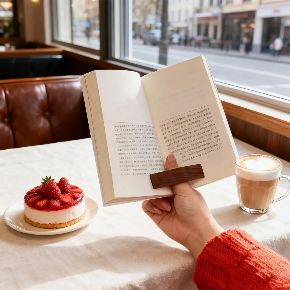 快適なグリップのブックツール、人間工学に基づいた木製ブックページホルダー、読書時の快適さのための親指リング、パーソナライズされたカスタム刻印木製