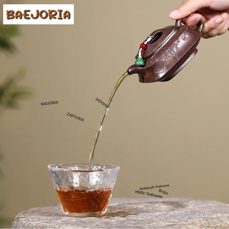 BAEJORIA 170ml Traditional Yixing Purple Clay Teapots Handmade Square Cattle Lid Pot Raw Ore Agilawood Mud Tea Maker Kettle Pots