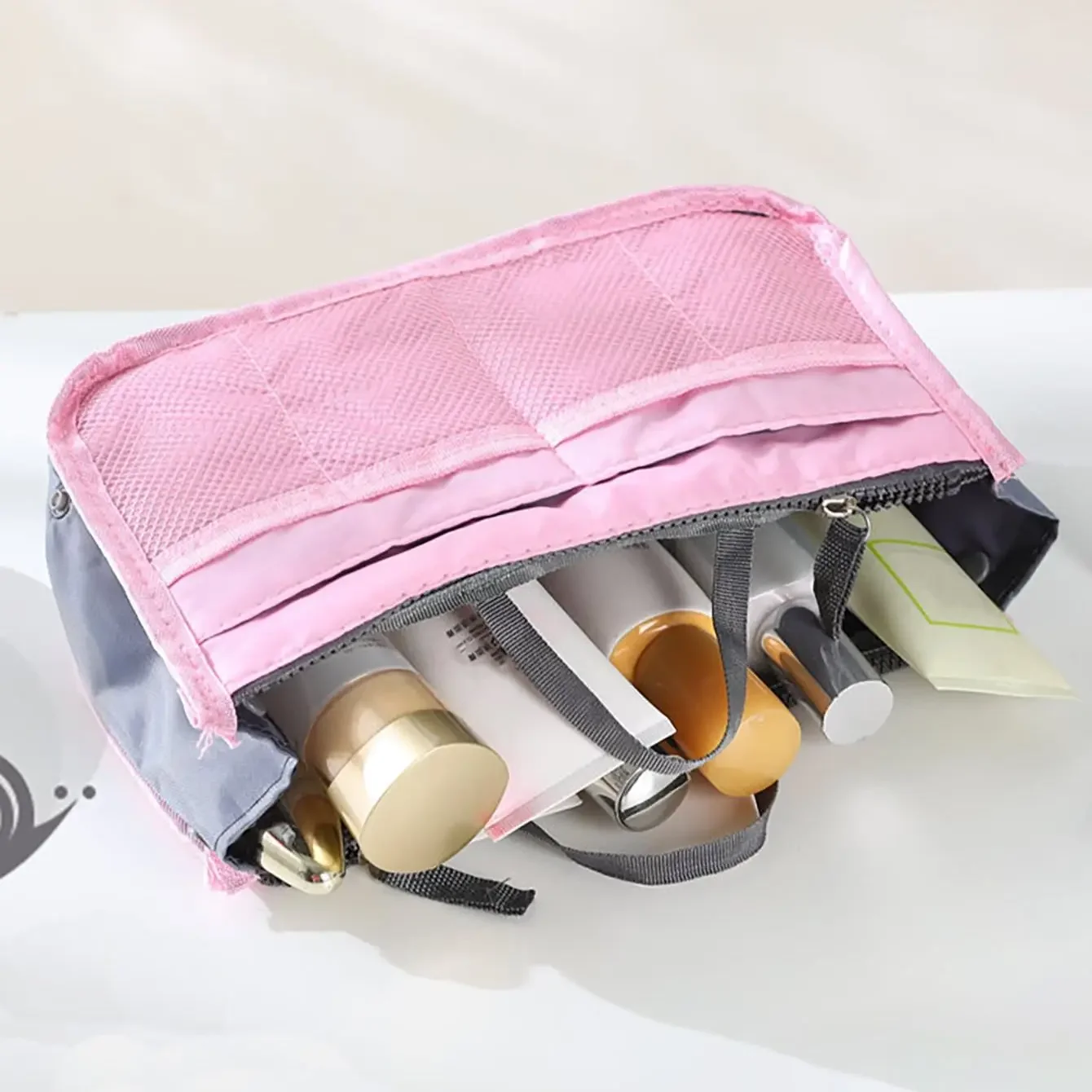 1 قطعة-منظم إدراج المرأة حقيبة التخزين النايلون السفر إدراج المنظم حقيبة يد محفظة كبيرة بطانة ماكياج حقيبة مستحضرات التجميل حمل الحقيبة