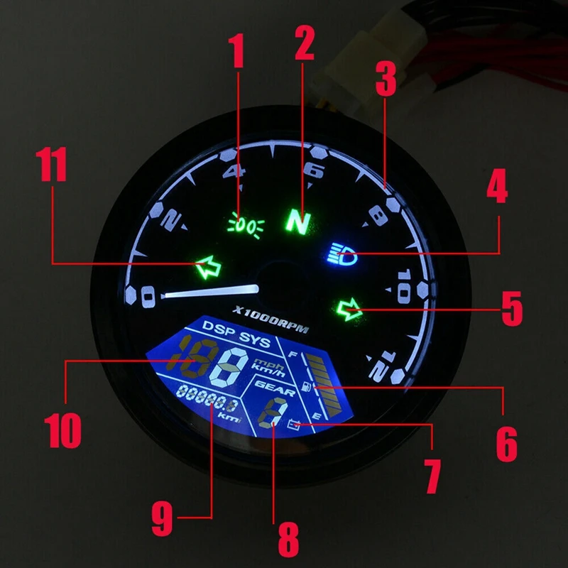 

LCD Digital Motorcycle Speedometer Tachometer Cafe Racer Moto Odometer 12000RPM Motorcycle Parts Supplies