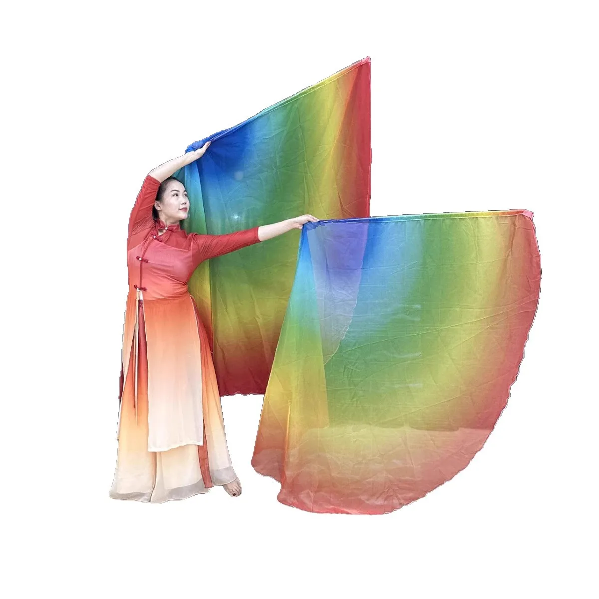 1 Pair Praise Dance Worship Flex Flags Dance Ministry Streamer Flags Tie Dye Chiffon Belly Dance Performance Accessories