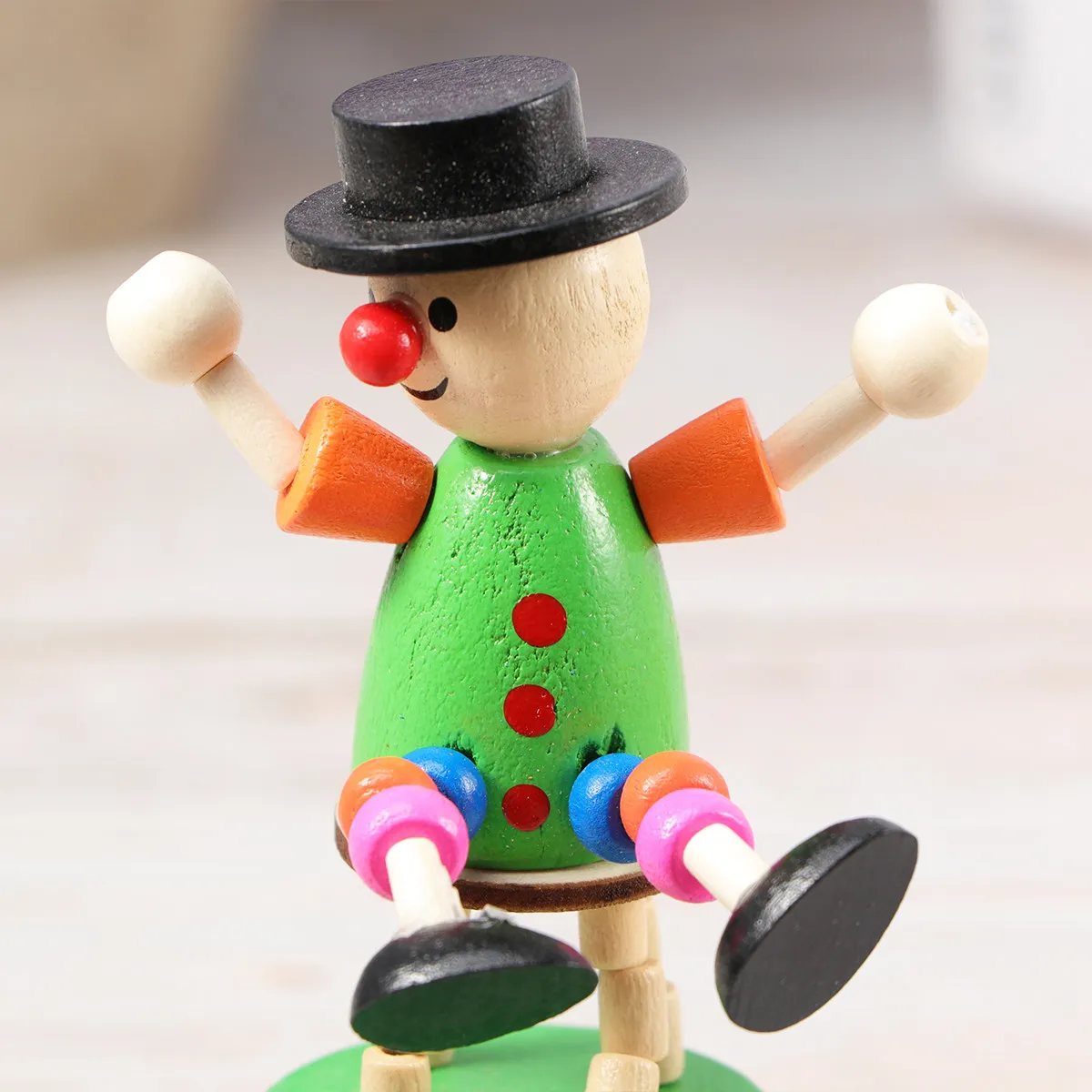 5Pcs Cartoon Clown Wooden Dancing Rocking Standing Swing Colorful Cognition Improving Desktop Ornament for Home
